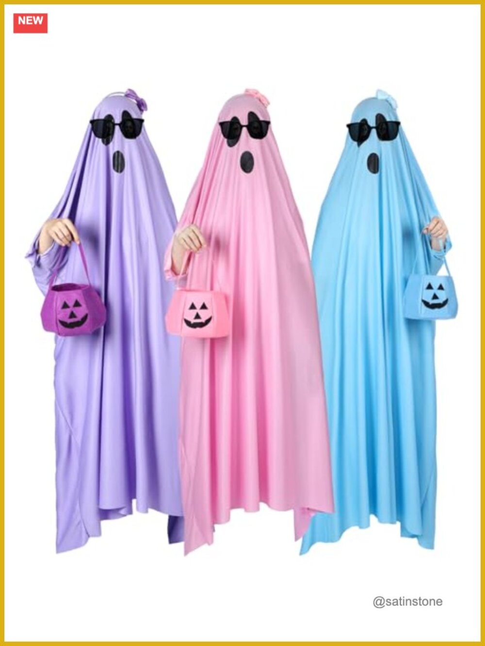 3 Set Halloween Ghost Costume with Headband Bucket Sunglasses
